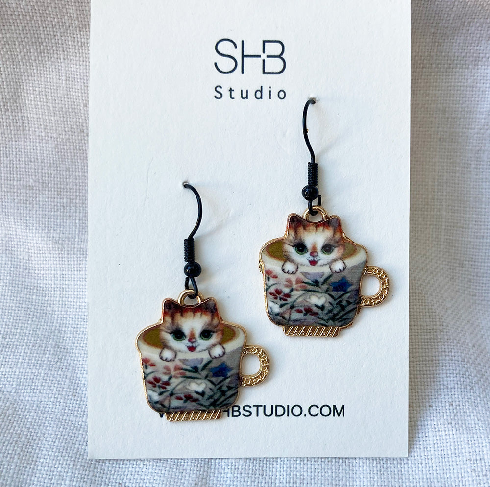 Cat Cup Earrings-1