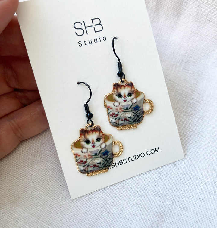 Cat Cup Earrings-1 2