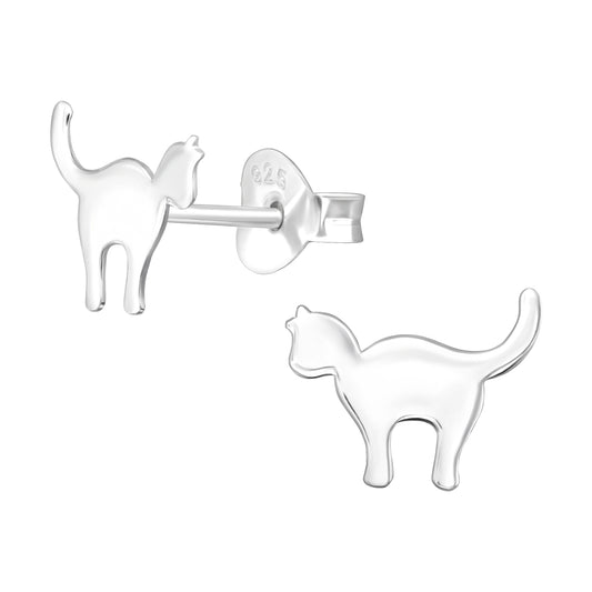 925 Sterling Silver Cat Stud Earrings – Minimalist Jewellery