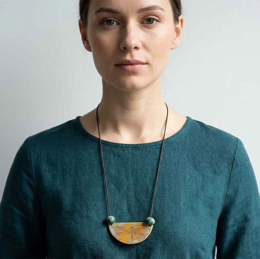 Handmade Ceramic Gold Lustre Dragonfly Necklace —  | Leather Cord | SHB Studio