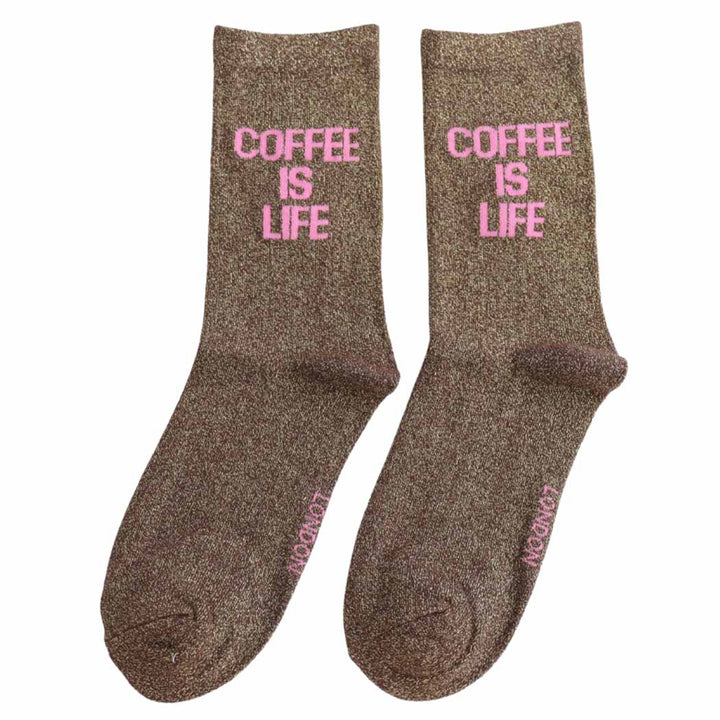 Coffee Is Life Glitter Statement Socks | Miss Sparrow