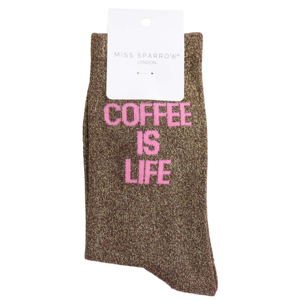 Coffee Is Life Glitter Statement Socks | Miss Sparrow