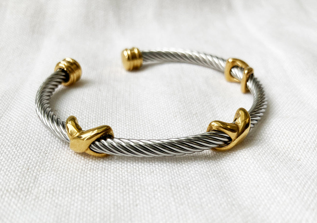 Stainless Steel Cable Cuff Bracelet 
