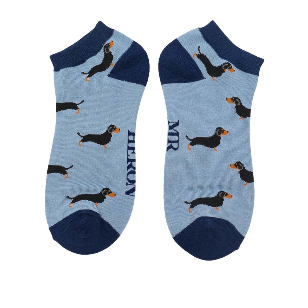 Men’s Little Sausage Dogs Trainer Socks Denim