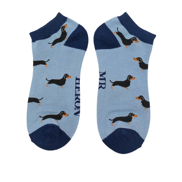 Men’s Little Sausage Dogs Trainer Socks Denim