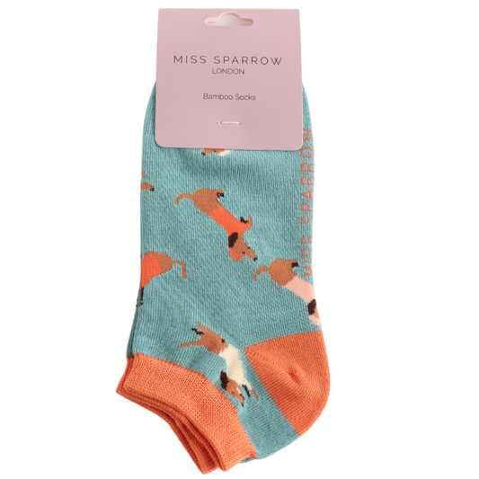 Miss Sparrow London Bamboo Socks - Sausage Dog Pals Trainer Socks