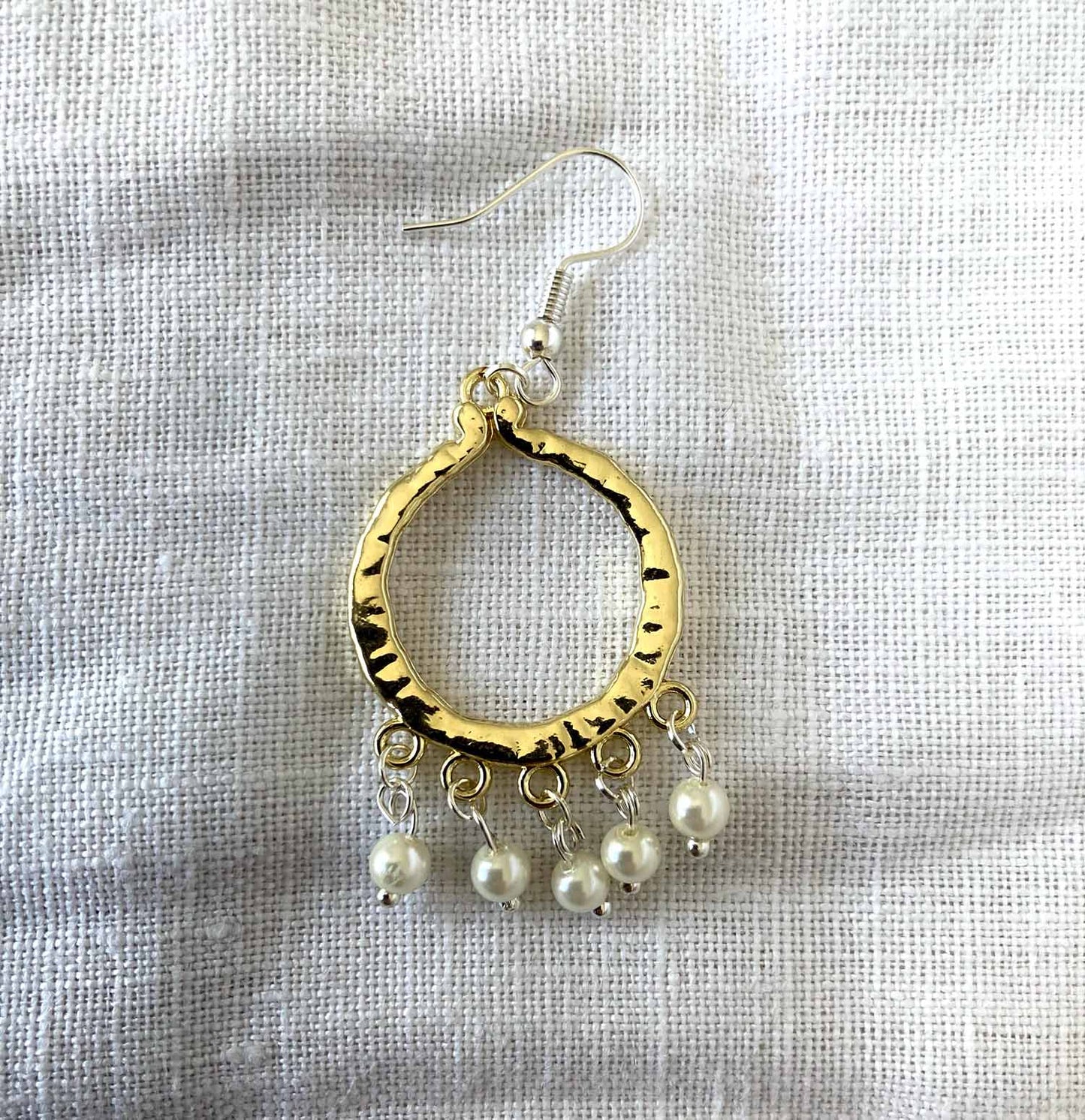 Large Open Round Gold Tone Pearl