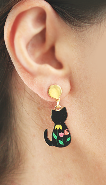 Black Cat Dangle Earrings