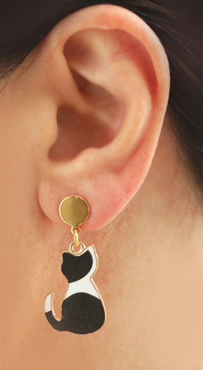 Tuxedo Cat Dangle Earrings