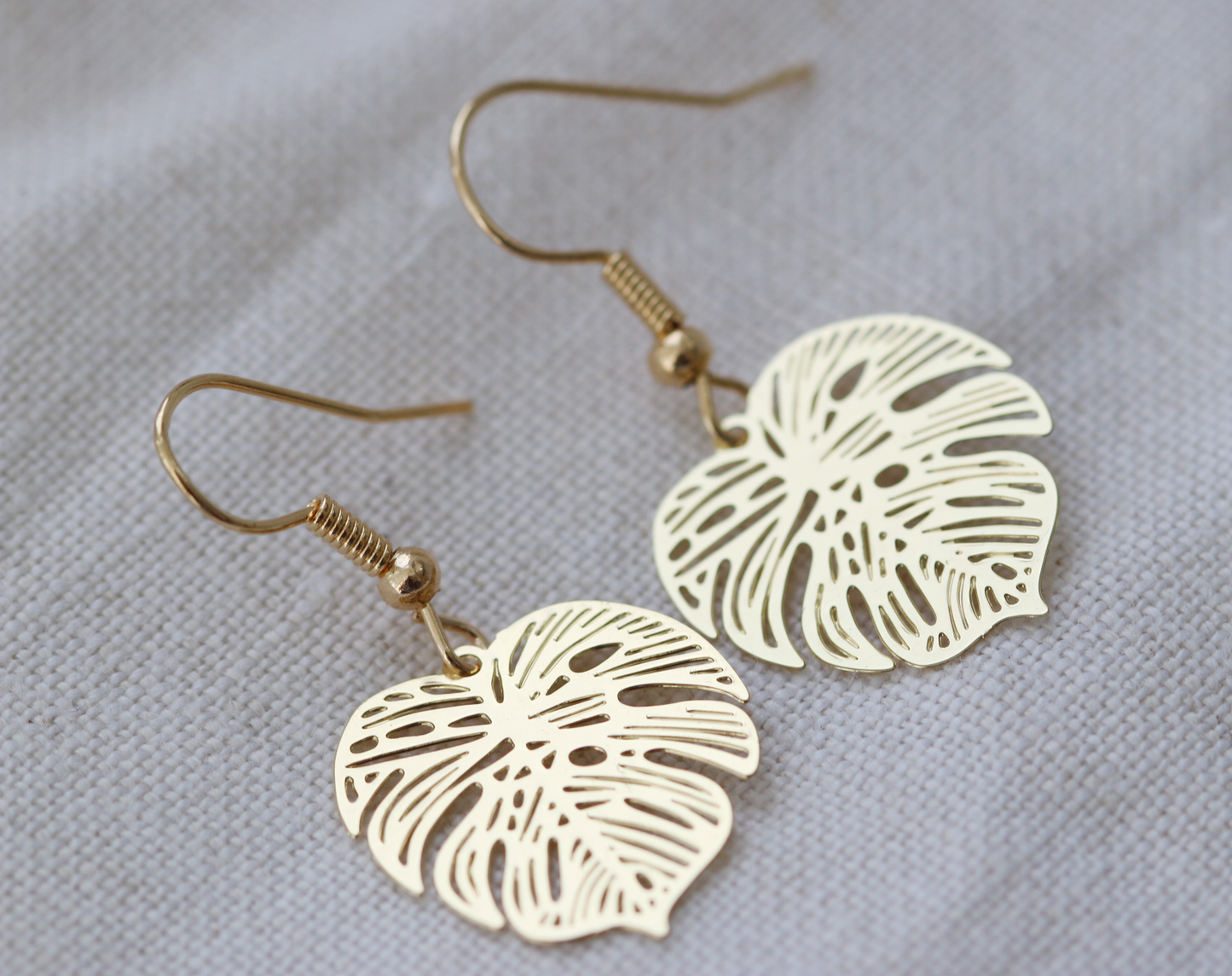 Monstera Leaf Drop Earrings - Rose Gold-Silver-Gold