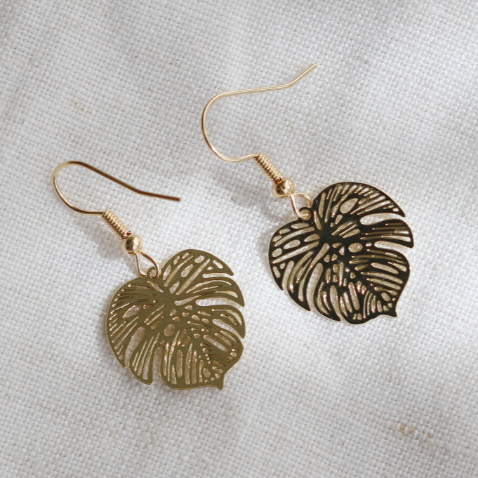 Earrings gold leaf 3