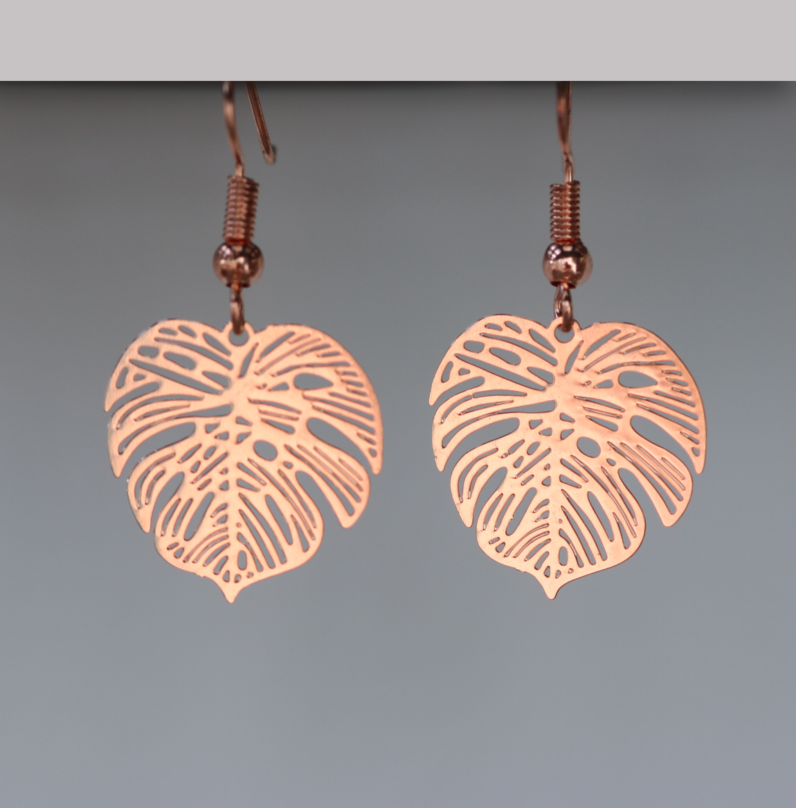 Monstera Leaf Drop Earrings - Rose Gold-Silver-Gold