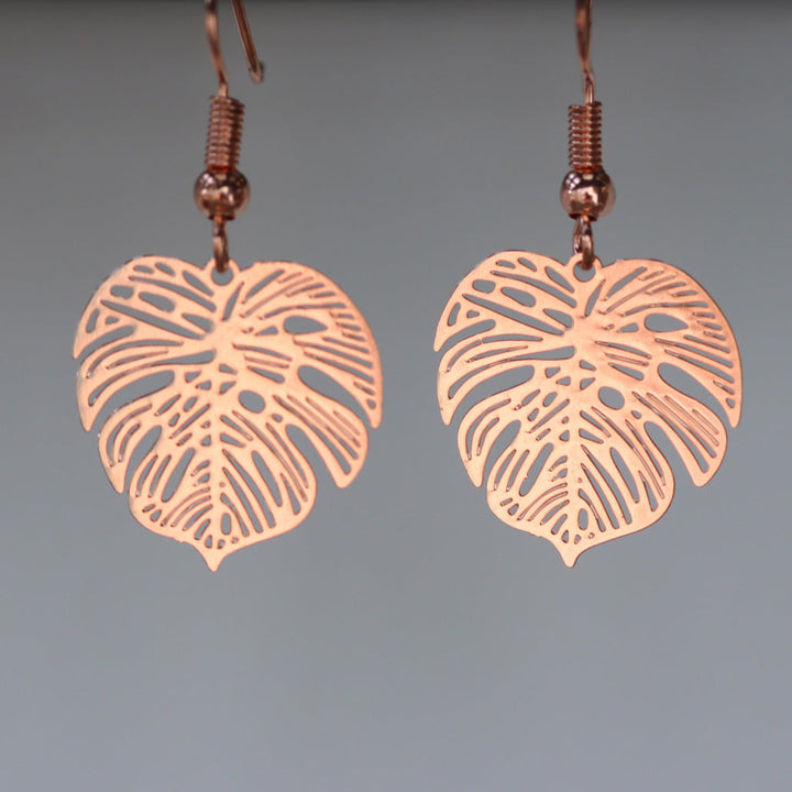 earrings rose gold leaf 2