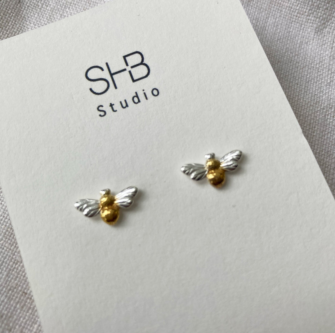 silver bee earrings 3