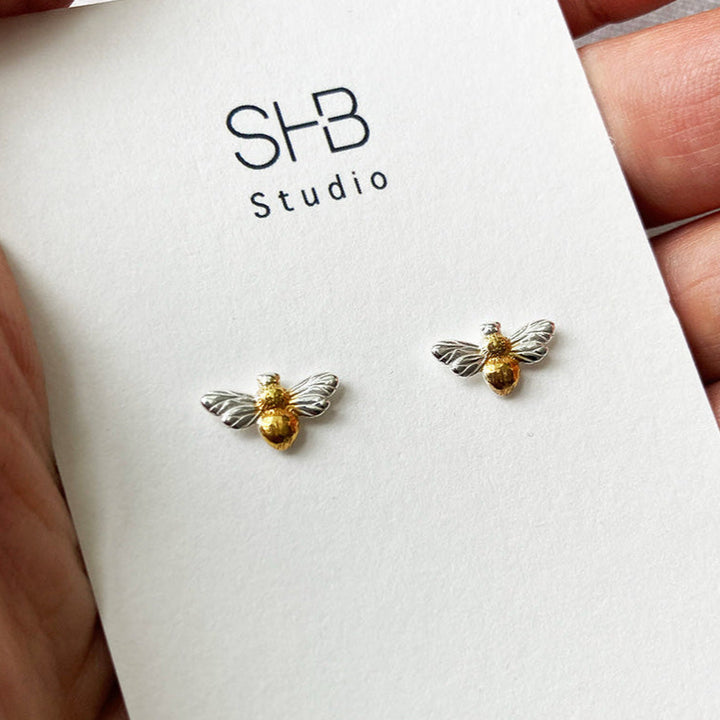 silver bee earrings 2