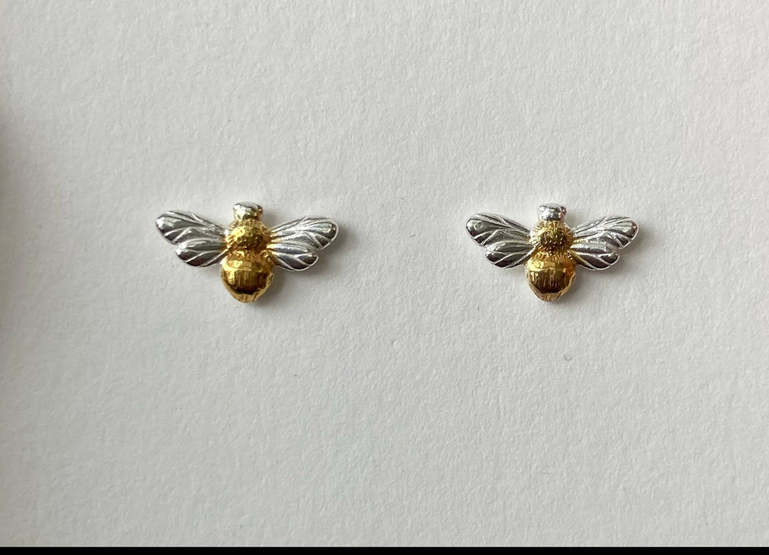 earrings silver bee 1