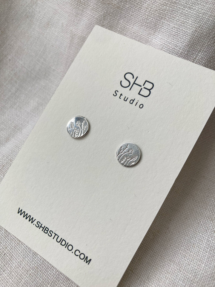 silver circle flower earrings 1