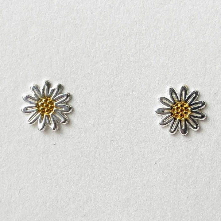 Sterling Silver Sun Flower Stud Earrings