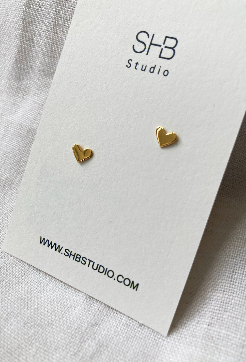 Gold Heart Studs- 925 Sterling Silver -ESS12