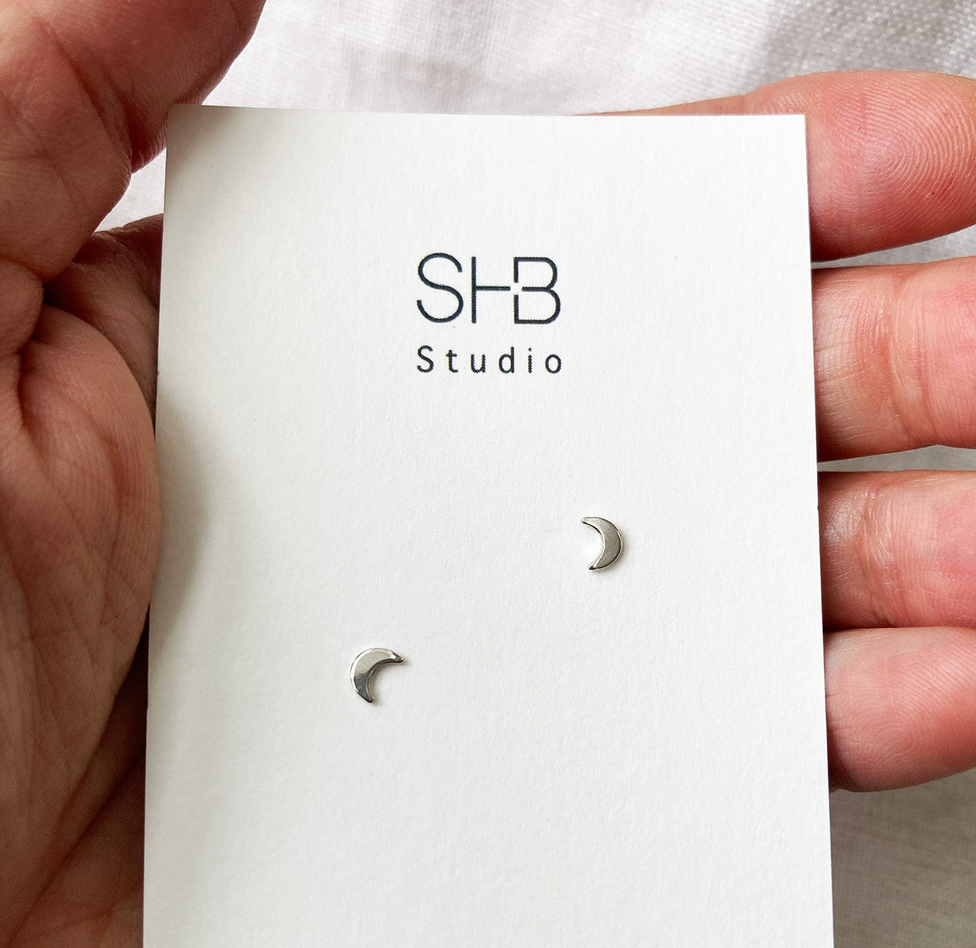 Moon Studs- 925 Sterling Silver -ESS14