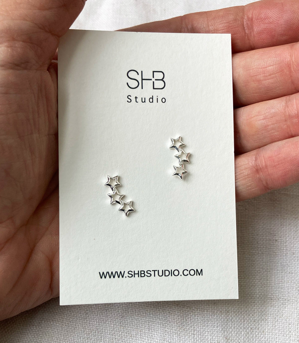 Triple Star Shine Studs- 925 Sterling Silver - ESS16