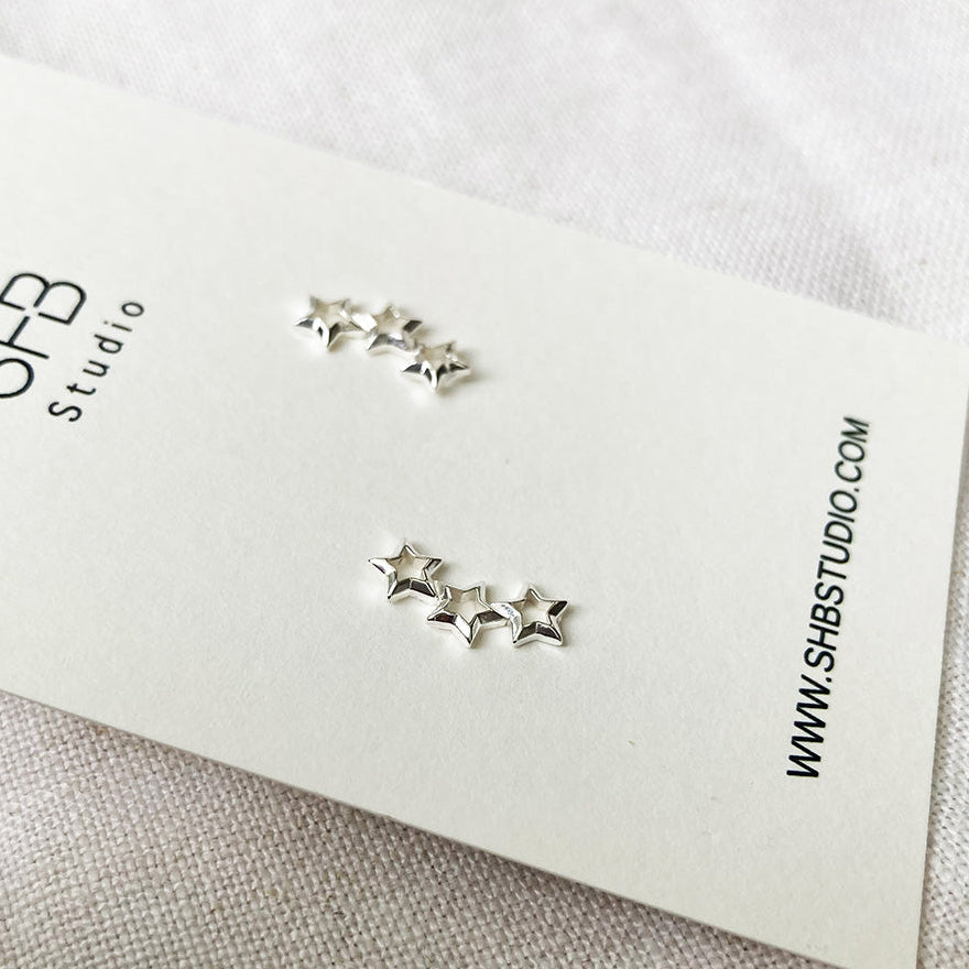 earrings silver attached stars 3
