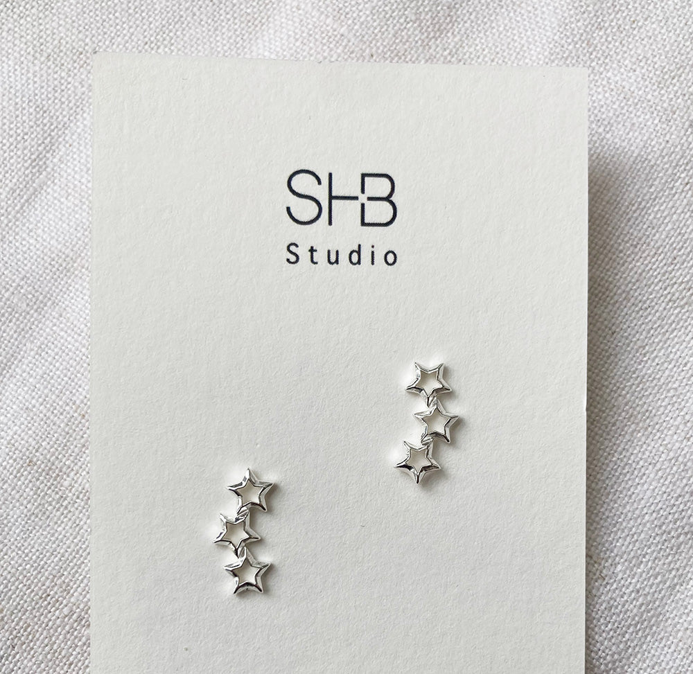 Triple Star Shine Studs- 925 Sterling Silver - ESS16