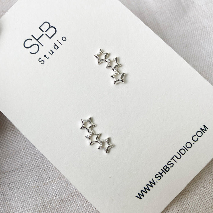 earrings sterling silver 3stars  attached together 1