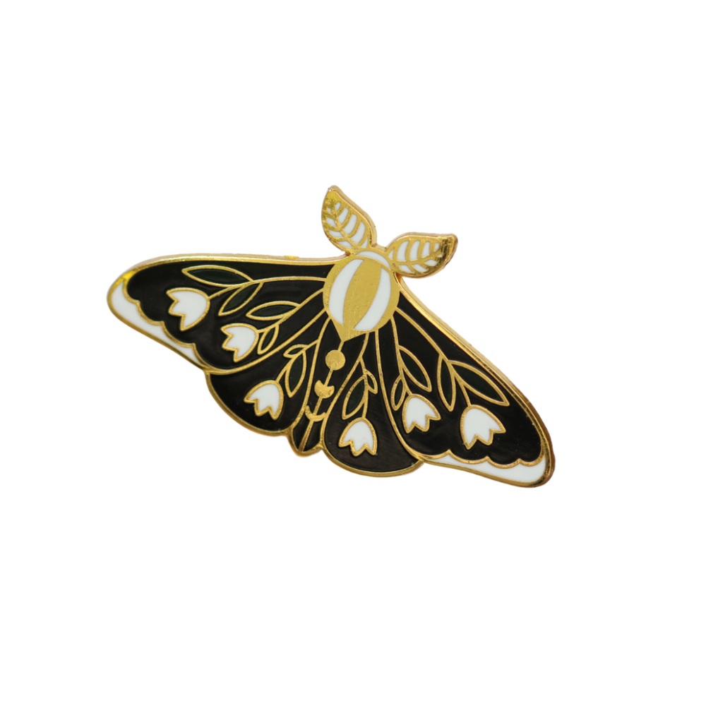 Black and Gold Moth Brooch 1