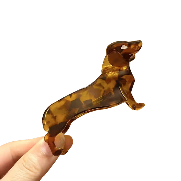 Cute Dog Hair Claw Clip – Black Spotted Dachshund Design | SHB Studio