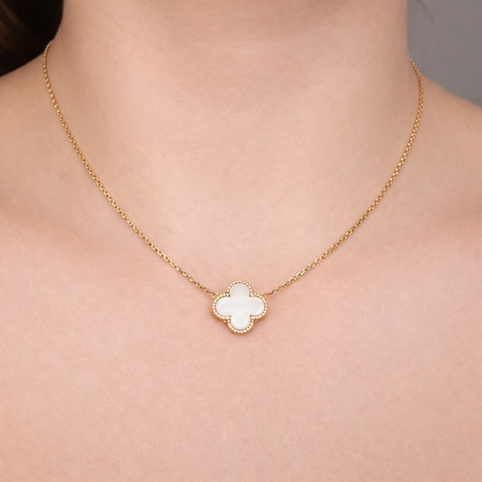 White Clover Pendant Necklace 18k Gold |Clover Charm | SHB Studio