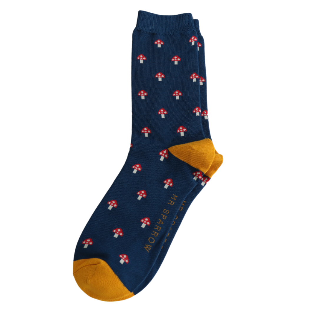 men's socks navy mushroom 3
