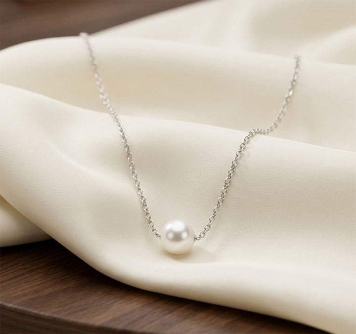 Minimal Pearl -Silver-Gold Necklace, Stainless Steel - Anti Tarnish