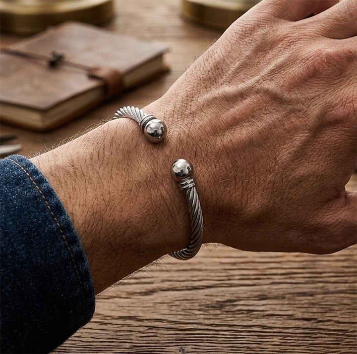 Silver Cable Bangle – Stainless Steel Silver