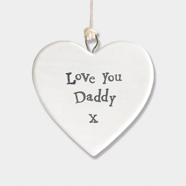 Heart-shaped porcelain hanging with &