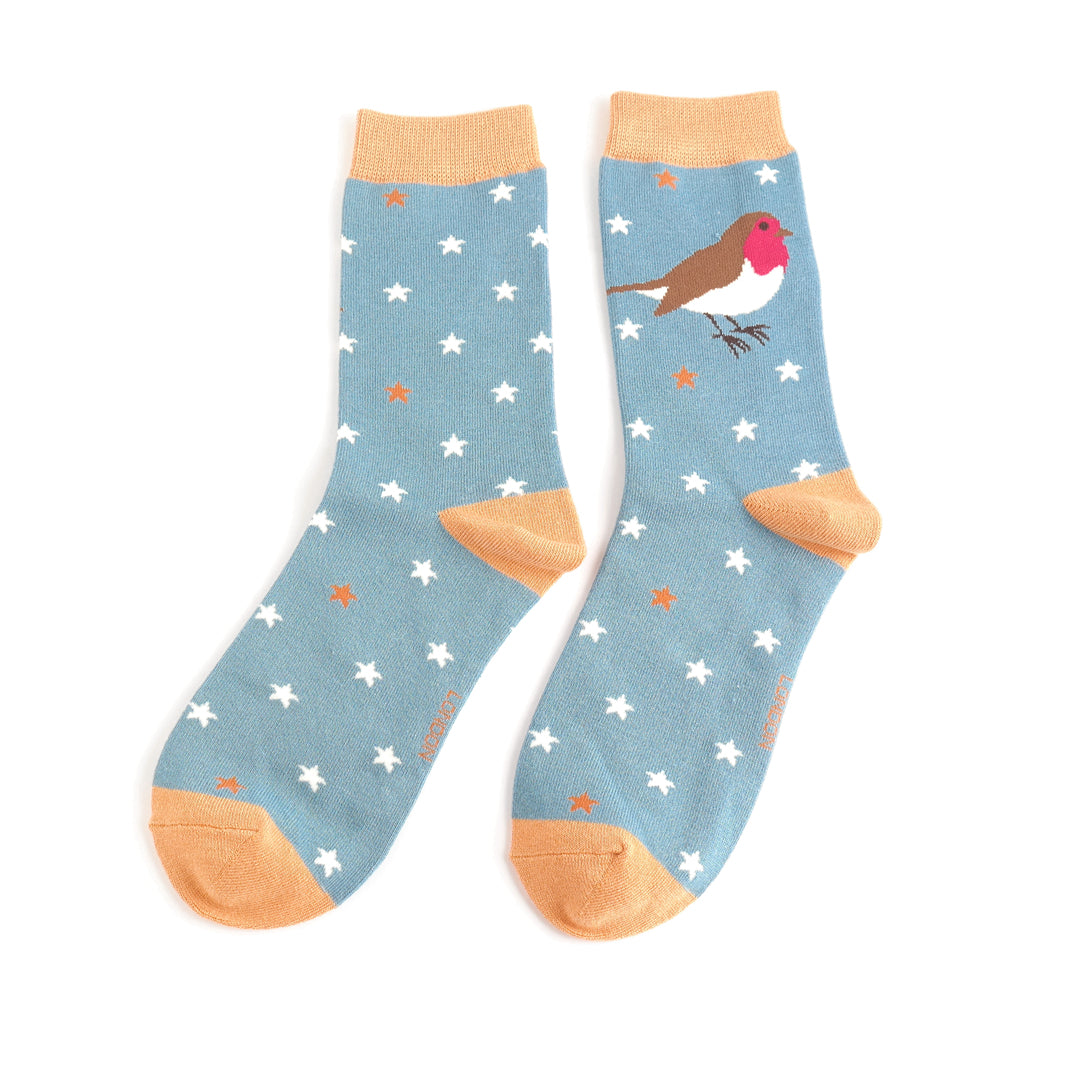 Miss Sparrow Bamboo Festive Robins Socks