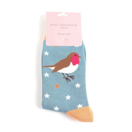 Miss Sparrow Bamboo Festive Robins Socks