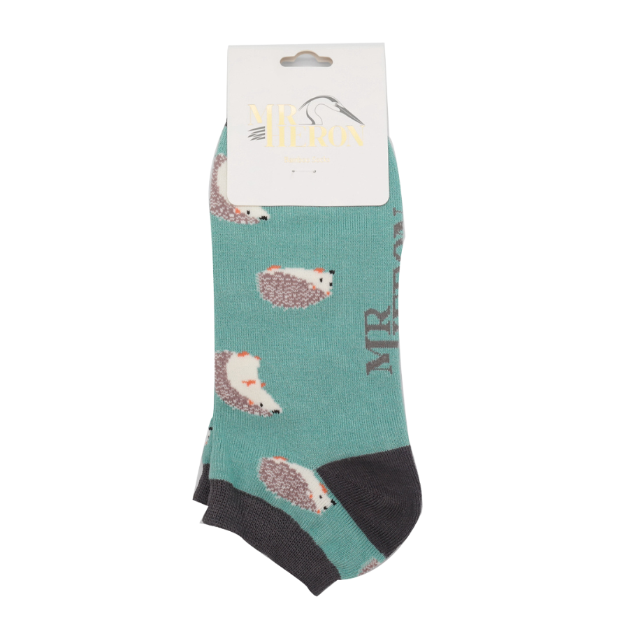Hedgehogs Trainer Socks Hedgehog Duck-Egg Green 1