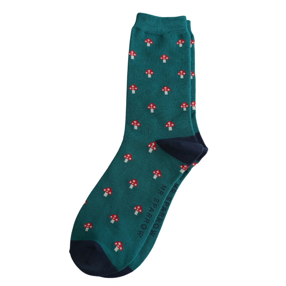 Men’s Bamboo Socks – Mushroom Teal 1