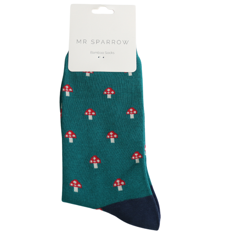 Men’s Bamboo Socks – Mushroom Teal 2