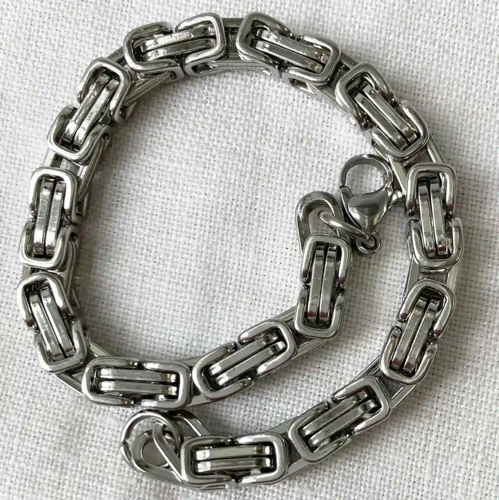 Men’s Stainless Steel Byzantine Chain Set – Necklace &amp; Bracelet 1