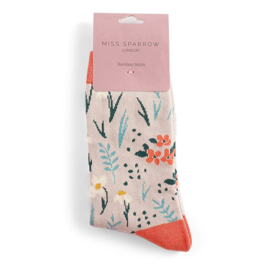 Miss Sparrow London Bamboo Socks – Pink Floral