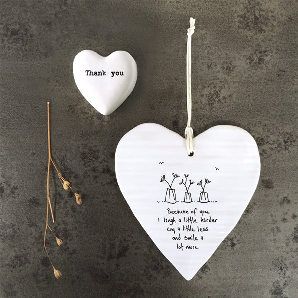 Small Rustic Ceramic Heart Token - Thank You