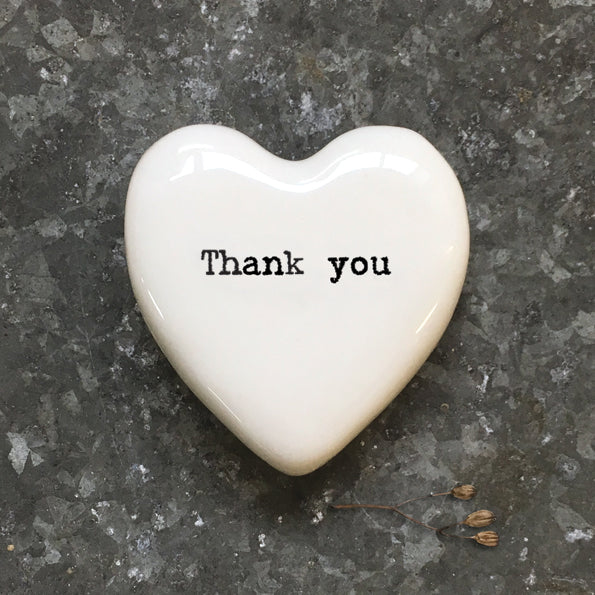 Small Rustic Ceramic Heart Token - Thank You