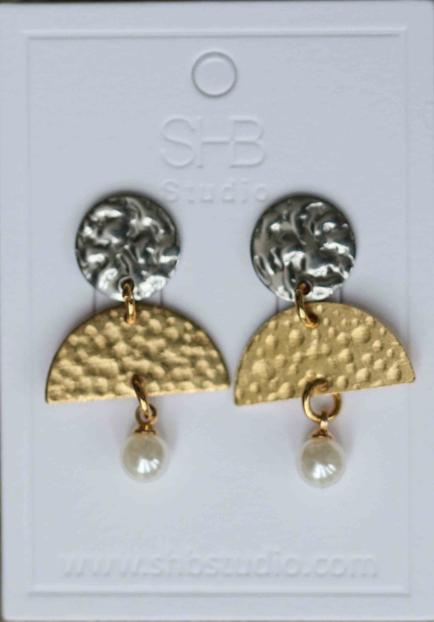 Minimal Silver & Gold Pearl Earrings