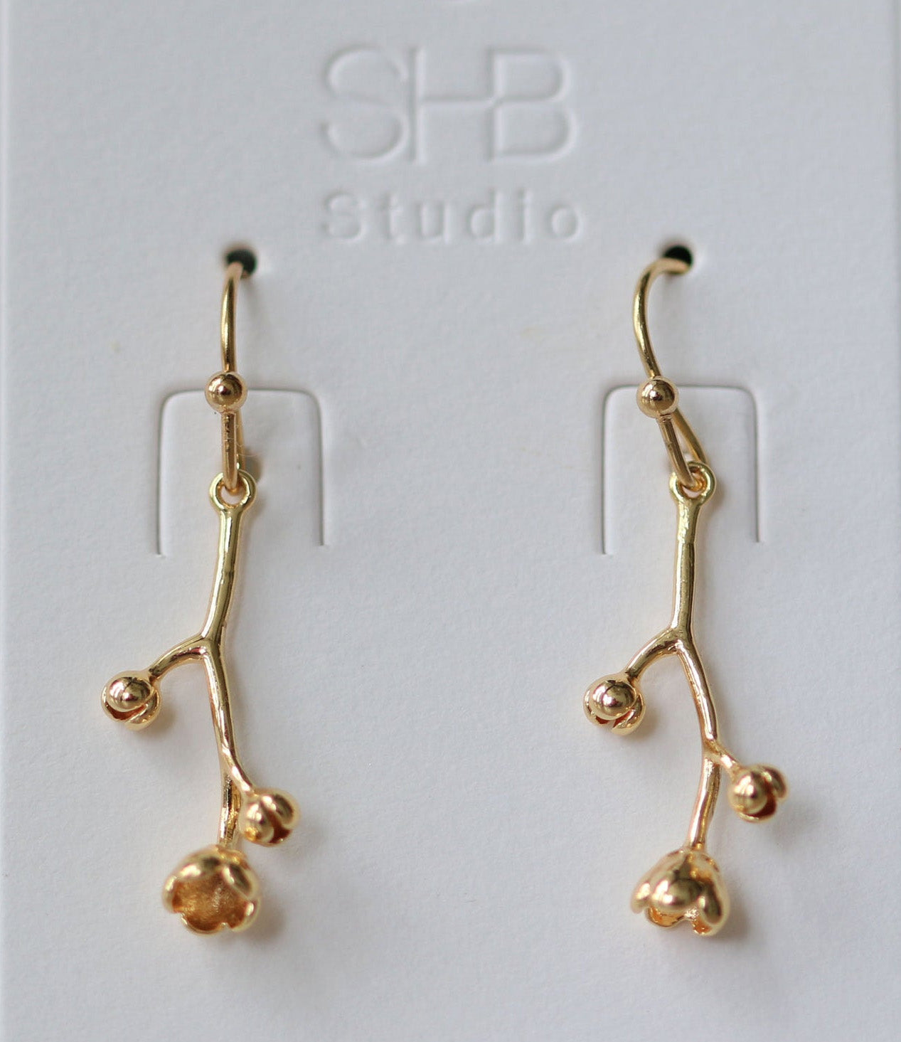 Small Tree Branch - Gold Hook Earring