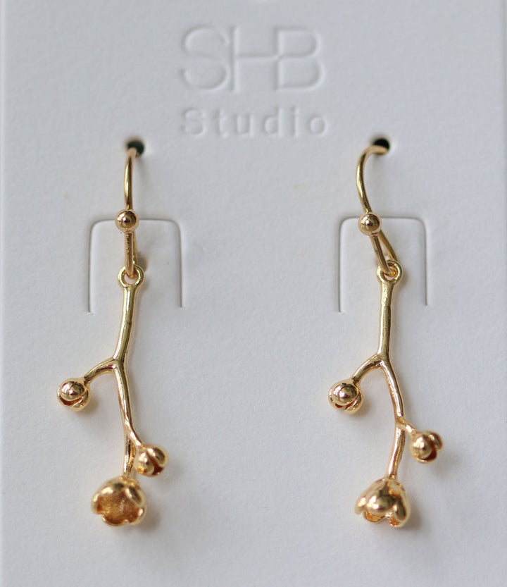Small Tree Branch - Gold Hook Earring