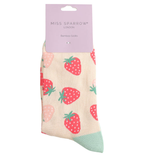 strawberry pink on cream socks