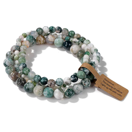 Tree Agate Gemstone Bracelet – Grounding & Growth Energy