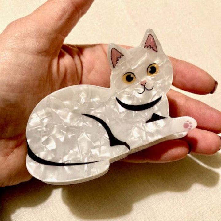 White Cat Hair Claw – Cute Acrylic Cat Claw Clip for Thick &amp; Thin Hair | SHB Studio